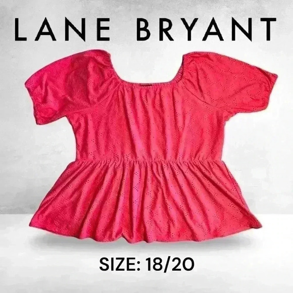 Lane Bryant Romantic Boho Coral Pink Summer Style Peplum Blouse Plus Size 18/20 - Picture 3 of 14